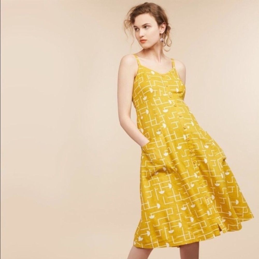 Mimi Maternity Mustard Yellow Smocked Midi Dress